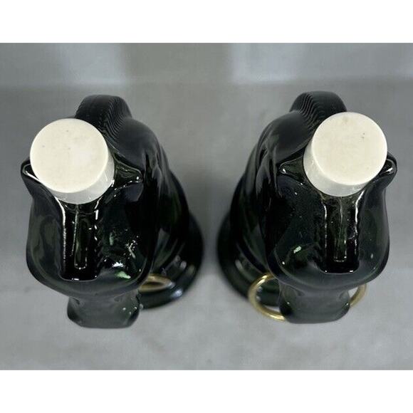 AVON Pony Post Decanter, Leather After Shave Lotion Glass Bottle, Green Lot Of 2 - Picture 6 of 13